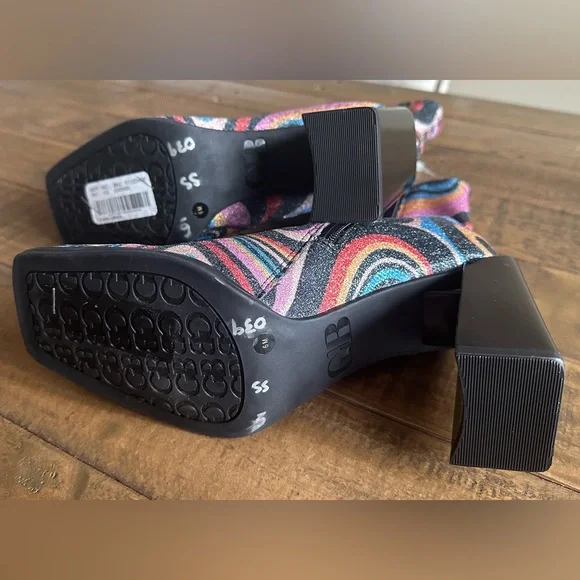 NWT Gianni Bini Border-Line Stretch Glitter Block Heel Booties - Size 6.5 - Picture 5 of 7